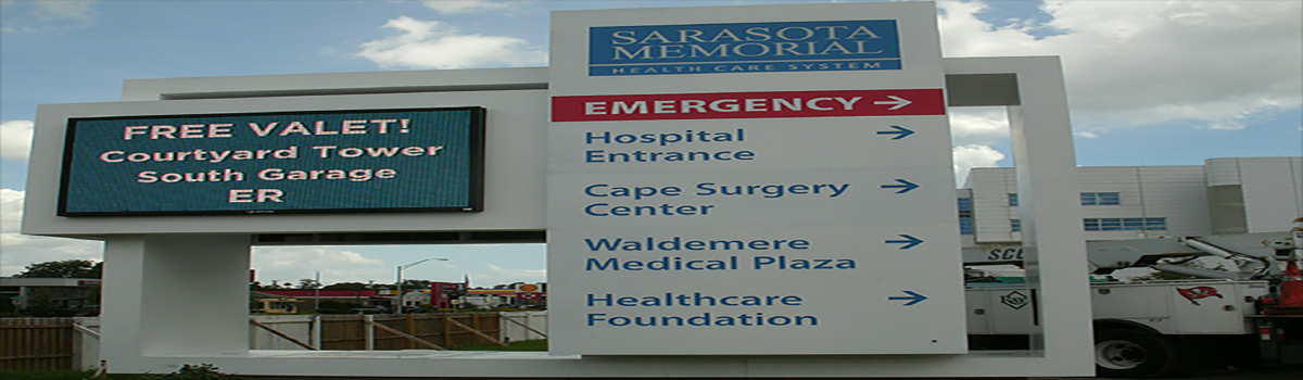 Hospital Monument with Message Sign